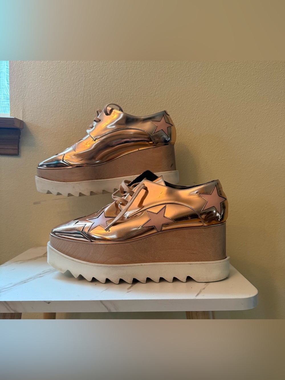 Stella MaCartney Rose Gold Platform Elyse Sneakers, GUC, Size 38-1/2 (8)